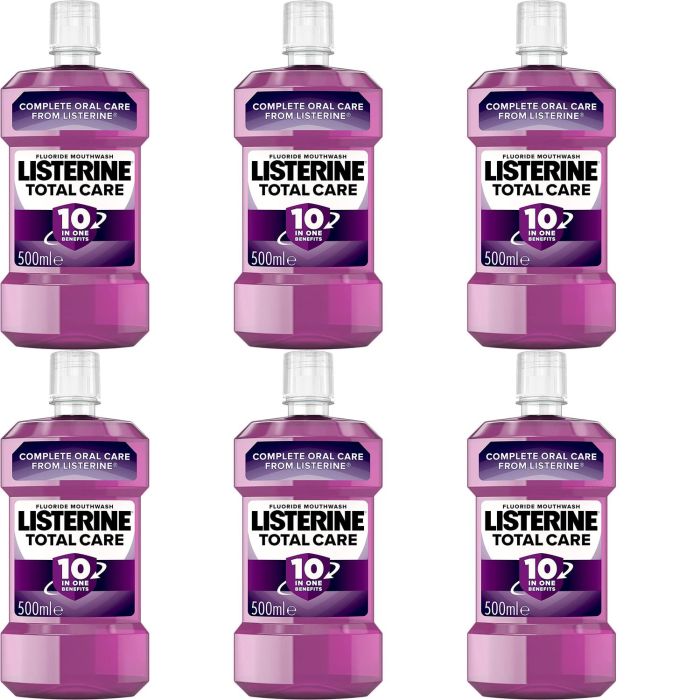 Listerine Mouthwash Total Care Anti-Bacterial Clean Mint 500ml - Pack of 6