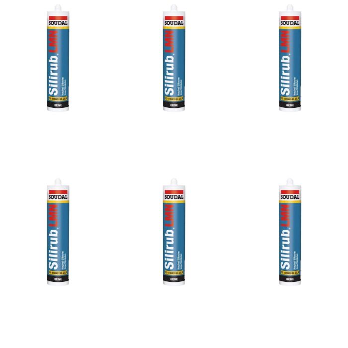Soudal Silirub 2 Silicone Sealant Brilliant White 300ml - Pack of 6