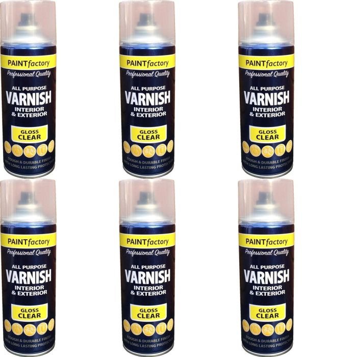 Paint Factory Varnish Interior & exterior All Purpose Gloss Clear 400ml - Pack of 6