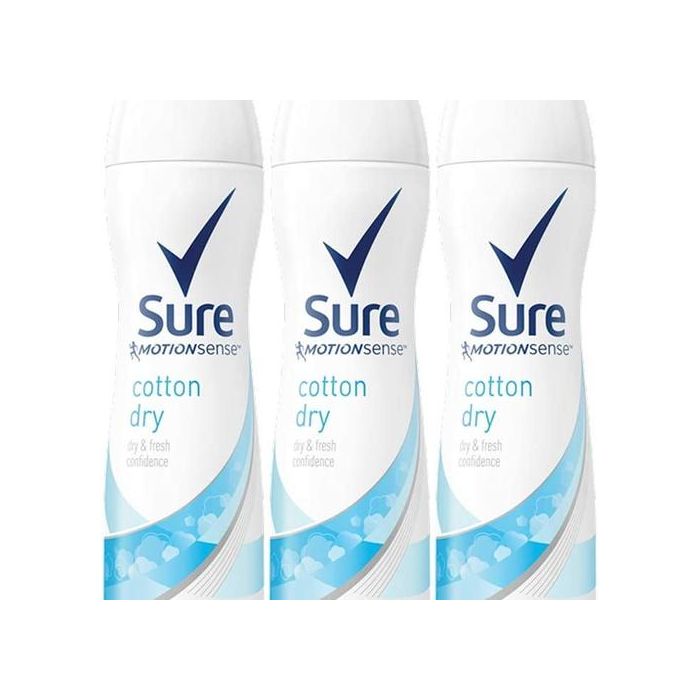 Sure Motion Sense Women Cotton Dry Deodorant 150ml - Pack of 3