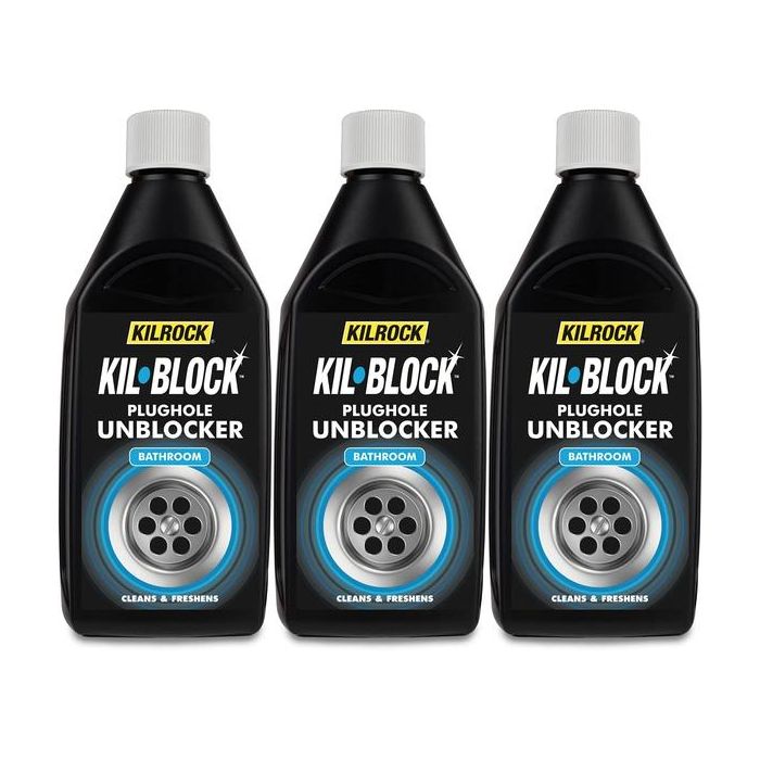 Kilrock Kil-Block Bathroom Plughole Unblocked 500ml - Pack of 3