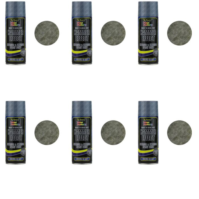 Paint Factory Hammer Effect Interior & Exterior Spray paint Grey 400ml - Pack of 6