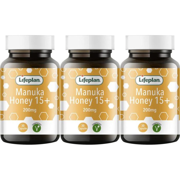 Lifeplan Active Manuka Honey 15+ 200mg 30 Veg Capsules - Pack of 3