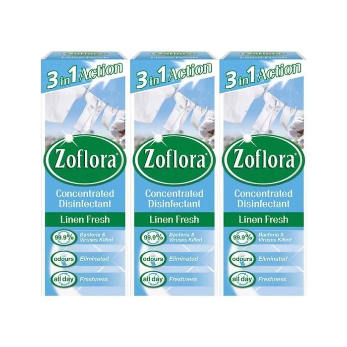 Zoflora Concentrated Disinfectant Linen Fresh 3in1 Action 120ml - Pack of 3