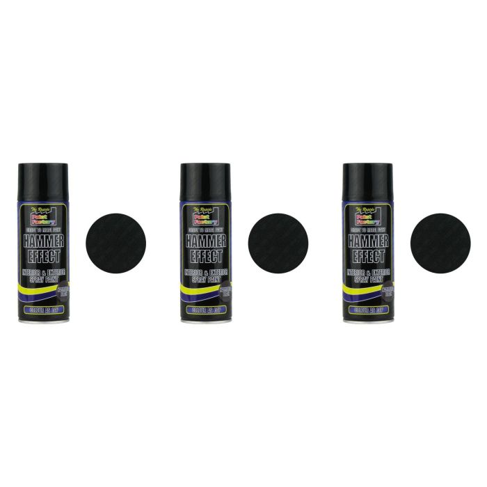 Paint Factory Hammered Effect Spray Paint Black 400ml - Pack of 3