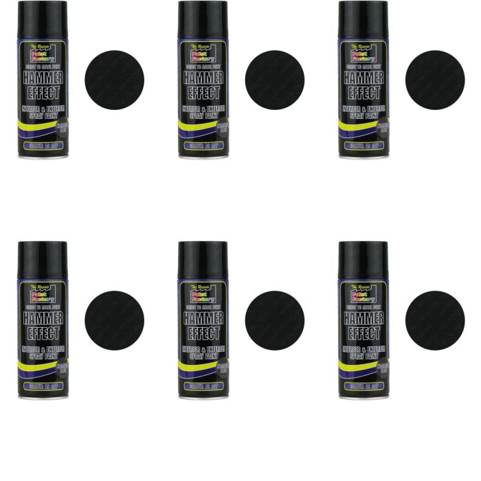 Paint Factory Hammered Effect Spray Paint Black 400ml - Pack of 6