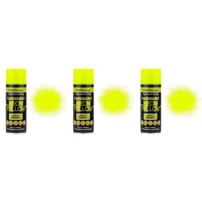 Paint Factory All Purpose Neon Yellow Spray Can 400 ml - Pack of 3
