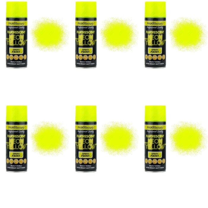Paint Factory All Purpose Neon Yellow Spray Can 400 ml - Pack of 6