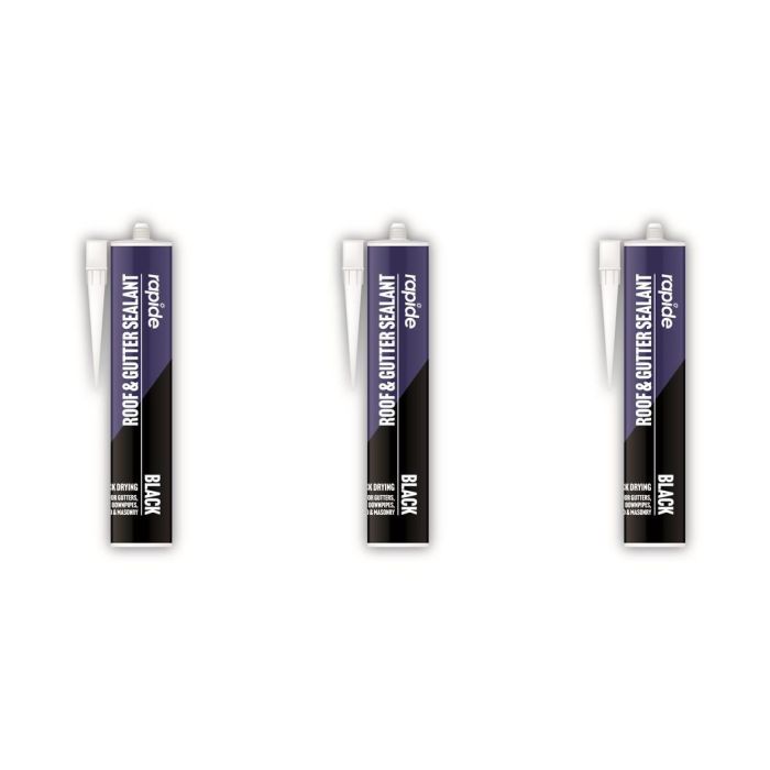 Rapide Roof & Gutter Sealant Black 260ml - Pack of 3