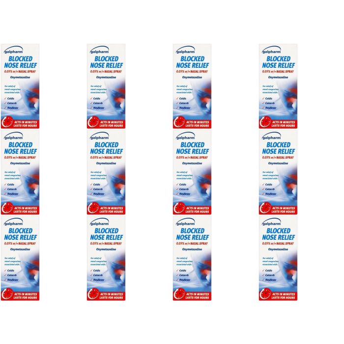 Galpharm Blocked Nose Relief Nasal Spray 15ml bottle on a clean surface
