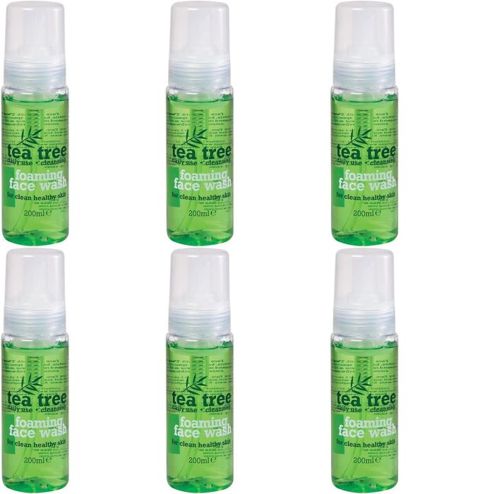 Tea Tree Foaming Face Wash 200ml bottle on a clean bathroom shelf
