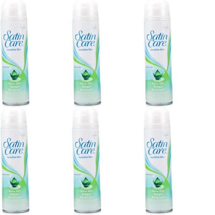 Gillette Satin Care Sensitive Skin Shaving Gel 200ml - Pack of 6
