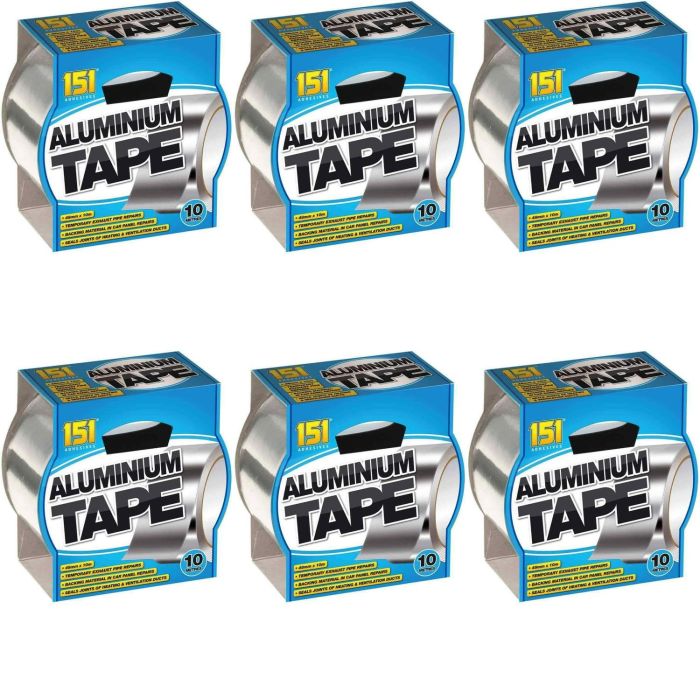 Silver Aluminium Tape 48mm X 10 Metres - Pack of 6
