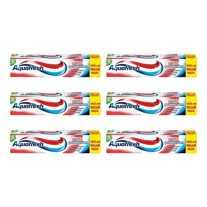 Aquafresh Triple Protection Toothpaste 100ml - Pack of 6