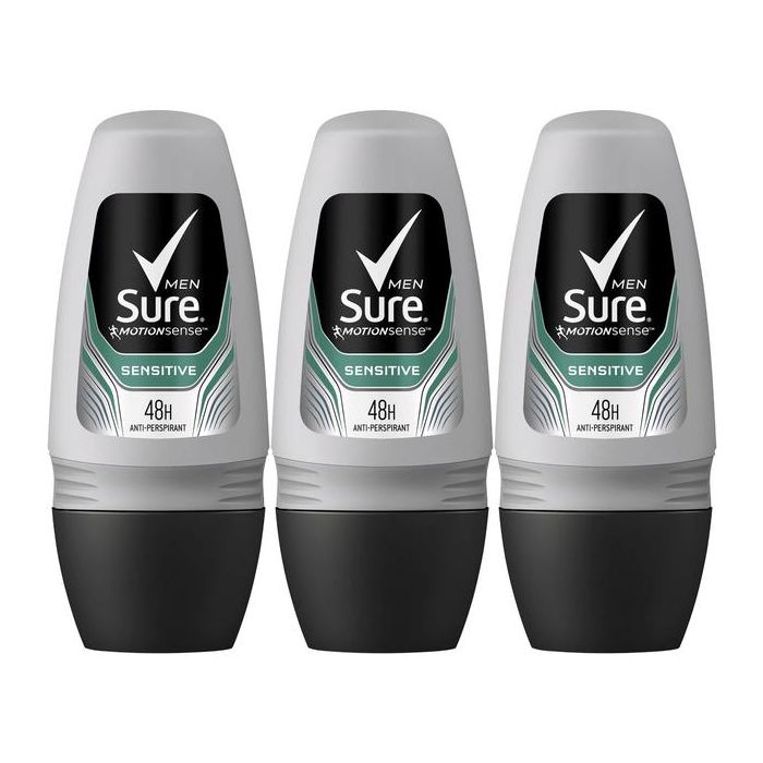 Sure Men Motion Sense Sensitive Antiperspirant Roll-On 50ml - Pack of 3