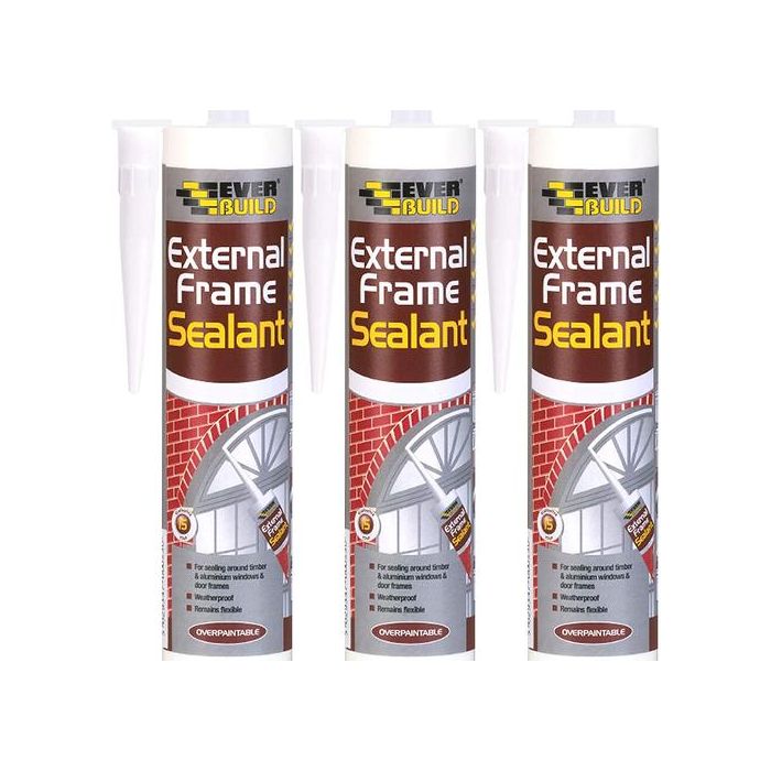 Everbuild Window and Door Frame Acrylic Sealant White 290ml - Pack of 3