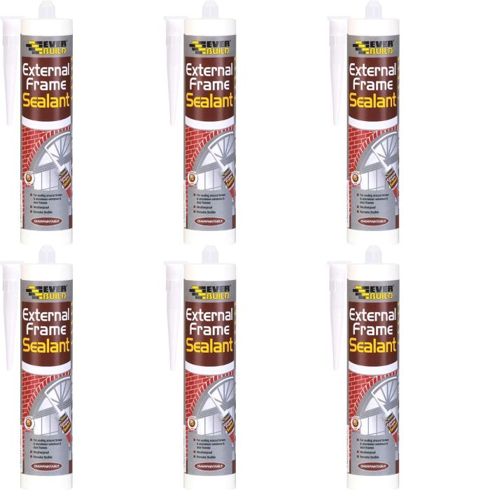 Everbuild Window and Door Frame Acrylic Sealant White 290ml - Pack of 6