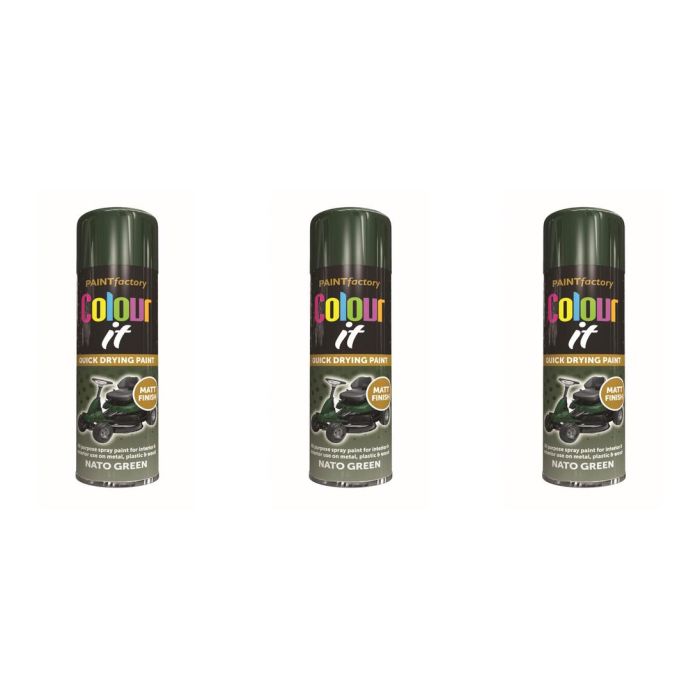 Paint Factory Colour It Quick Drying Spray Paint Nato Green Matt Finish 250 ml - Pack of 3