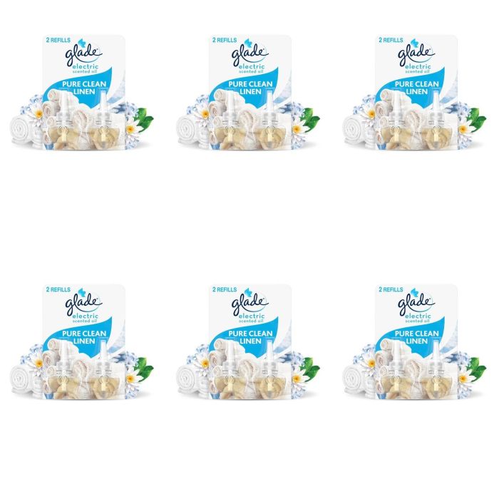 Glade Electric Twin Refill Clean Linen Scented Oil Plugin 2 x 20ml - Pack of 6
