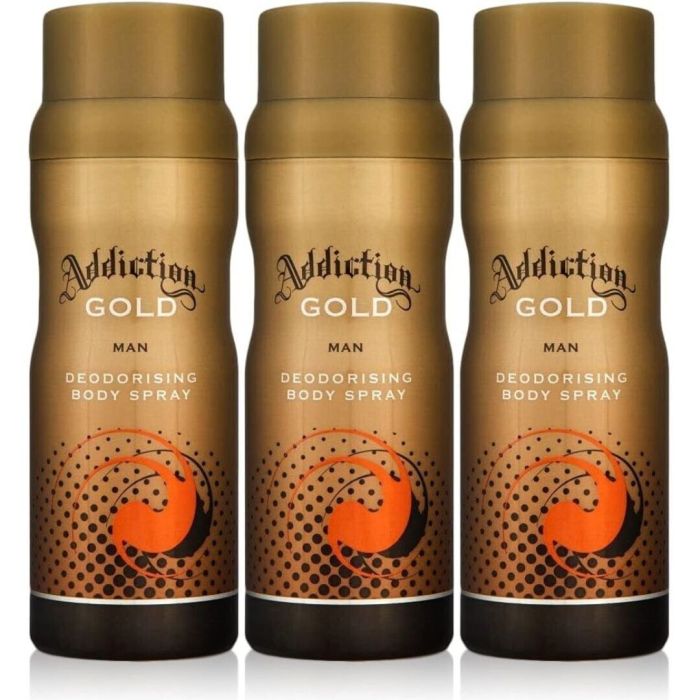 Addiction Deodorant Body Spray Gold Men 150ML - Pack of 3