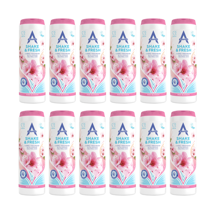 Astonish Shake & Fresh Carpet Freshener Pink Blossom 400g - Pack of 12