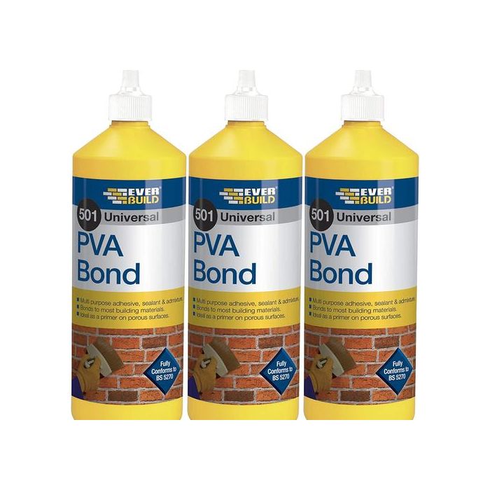 Everbuild 501 Universal PVA Bond 500ml - Pack of 3