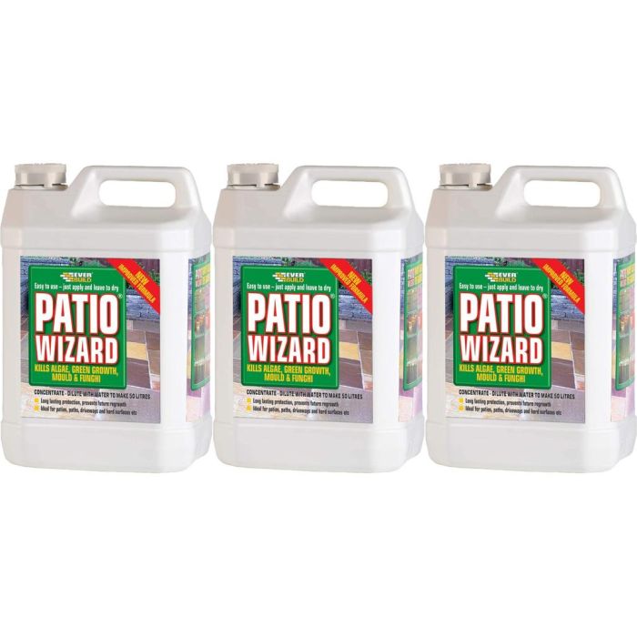 Everbuild Patio Wizard Algae, Green Growth and Mould Remover 1 Litre - Pack of 3