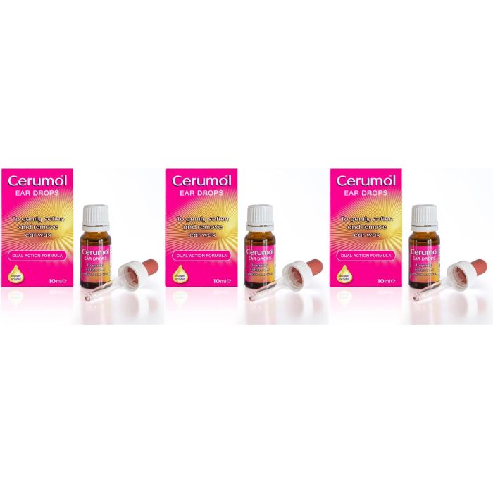 Cerumol Ear Drops Dual Action Formula with Dropper 10ml - Pack of 3