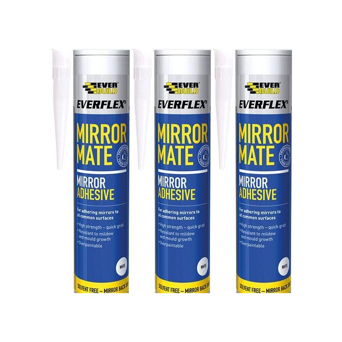Everbuild Everflex Mirror Mate Mirror Adhesive White 290ml - Pack of 3