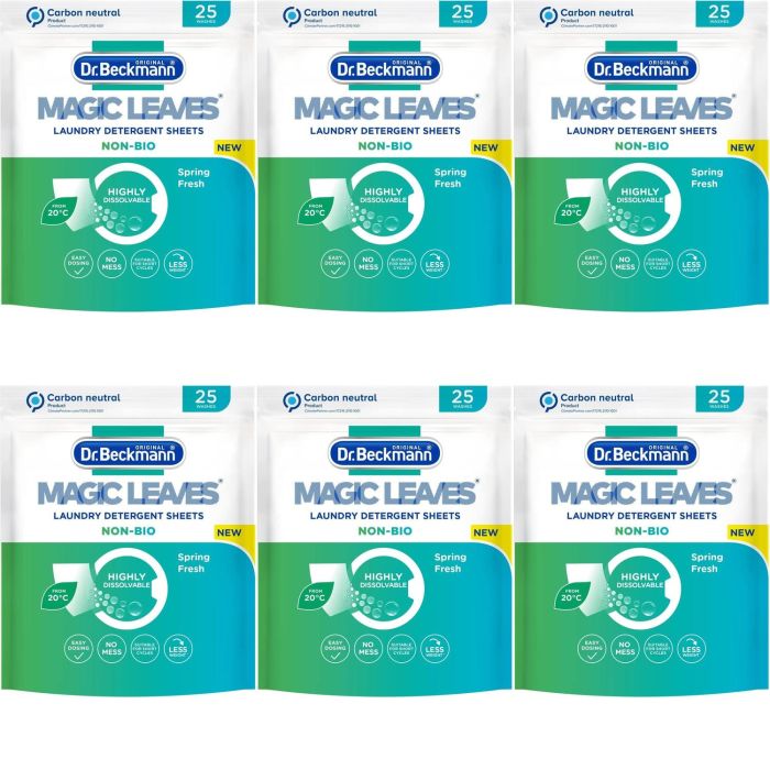 Dr. Beckmann Magic Leaves Laundry Detergent Sheets 25 Sheets - Pack of 6