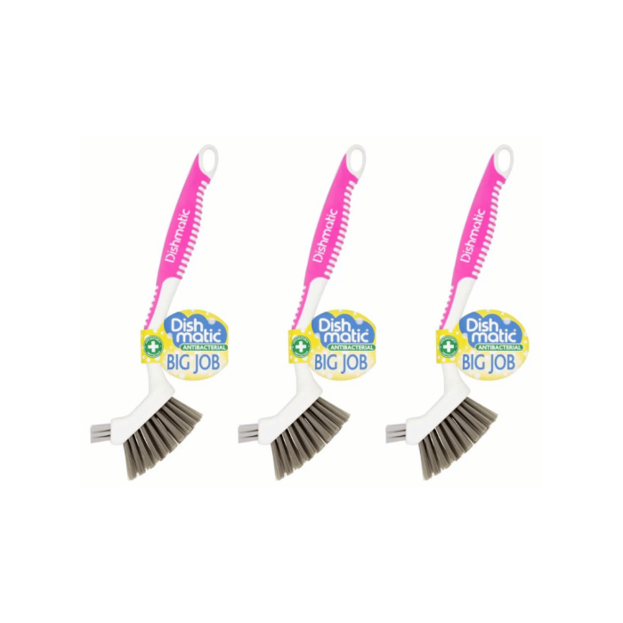 Dishmatic Cleaning Anti-bacterial Big Job Pink Brush - Pack of 3