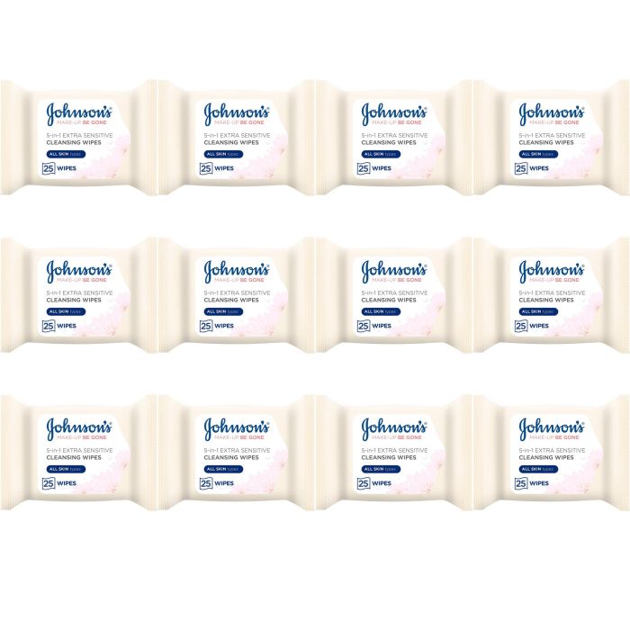 Johnsons Makeup Be Gone Extra Sensitive Wipes - 25 Wipes - Pack of 12
