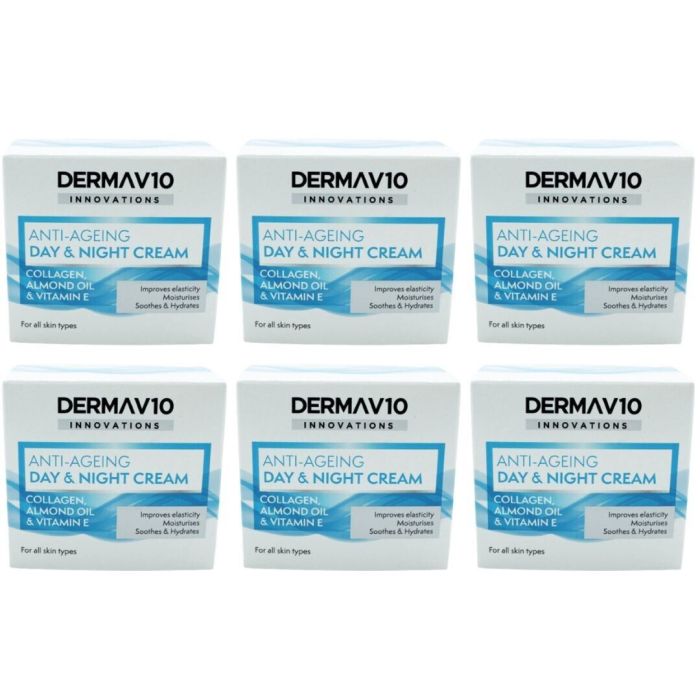 Derma V10 Day & Night Cream Anti-Ageing Collagen Almond Oil & Vitamin E 50ml - Pack of 6