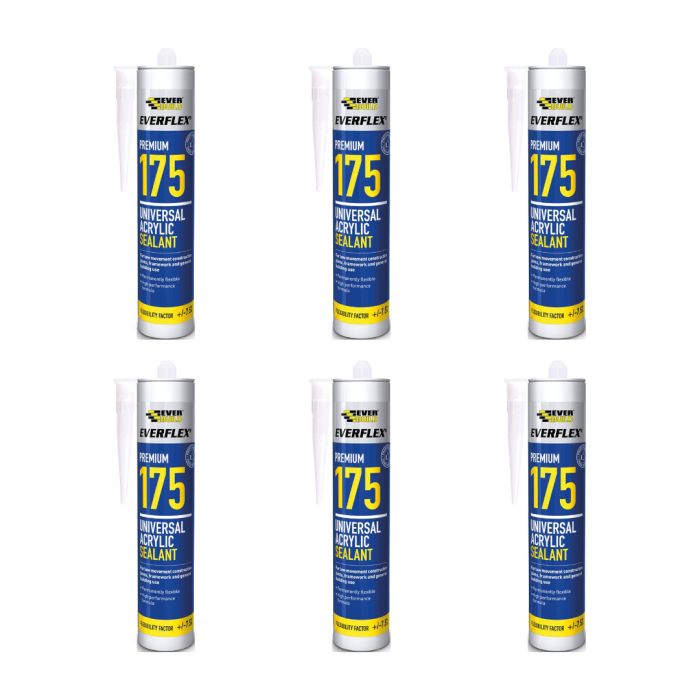 Everbuild 175 Universal Acrylic Sealant 300ml - Pack of 6
