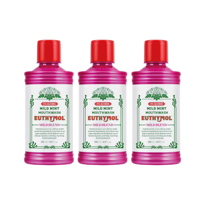 Euthymol Mouthwash Mild Mint 500ml - Pack of 3