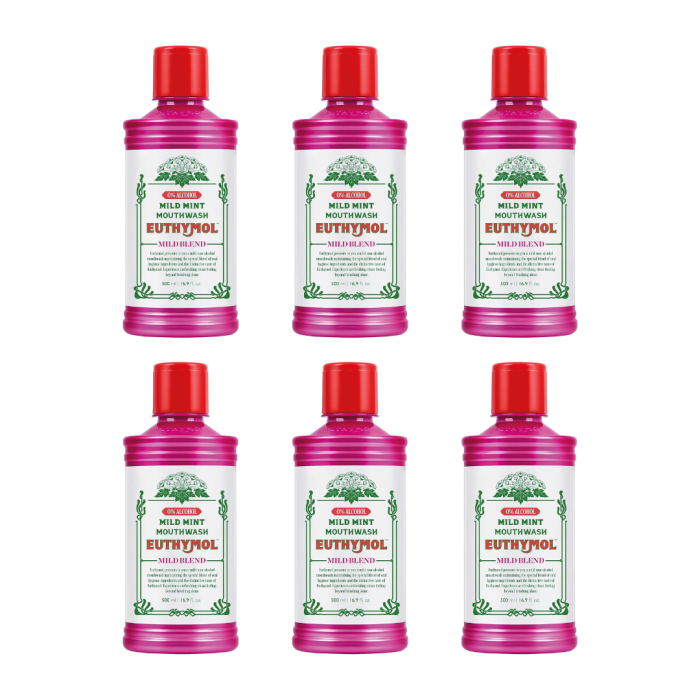Euthymol Mouthwash Mild Mint 500ml - Pack of 6