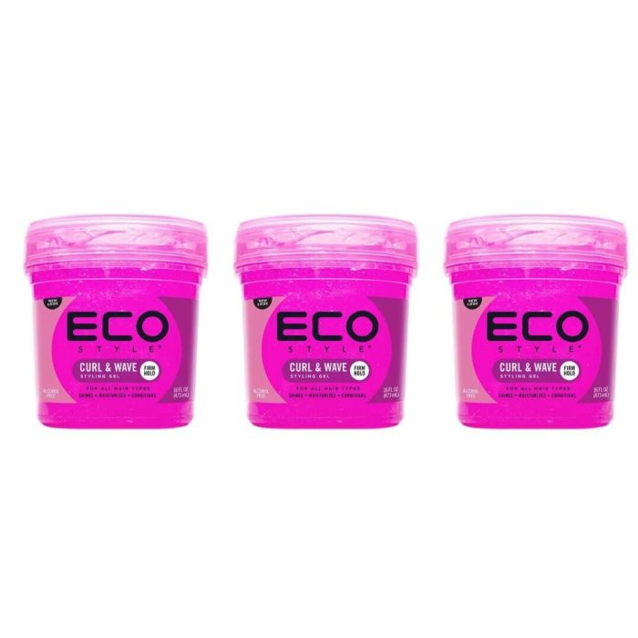 Eco Styler Styling Gel For Curl & Wavy Hair Pink 473ml - Pack of 3