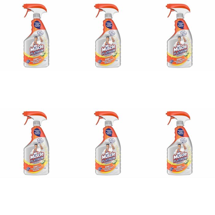 Mr Muscle Kitchen Cleaner Citrus Platinum Antibacterial Kitchen Spray 750ml - Pack of 6