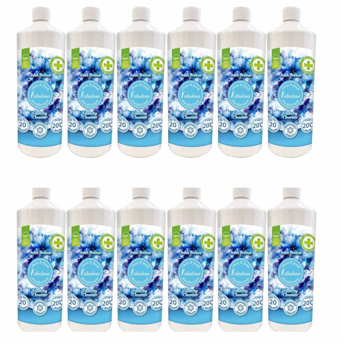 Fabulosa Laundry Cleanser Washing Disinfectant Liquid Fresh Breeze 1L - Pack of 12