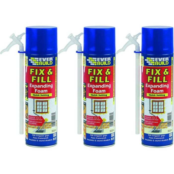 Everbuild Fix and Fill Quick Setting Expanding Foam 500ml - Pack of 3