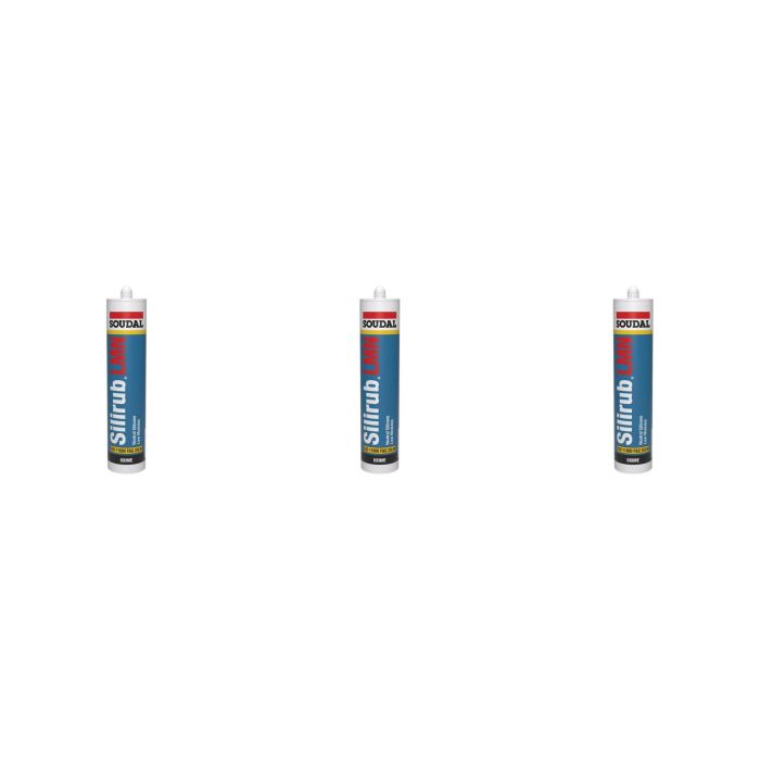 Soudal Silirub LMN Neutral Silicone 300ml White - Pack of 3