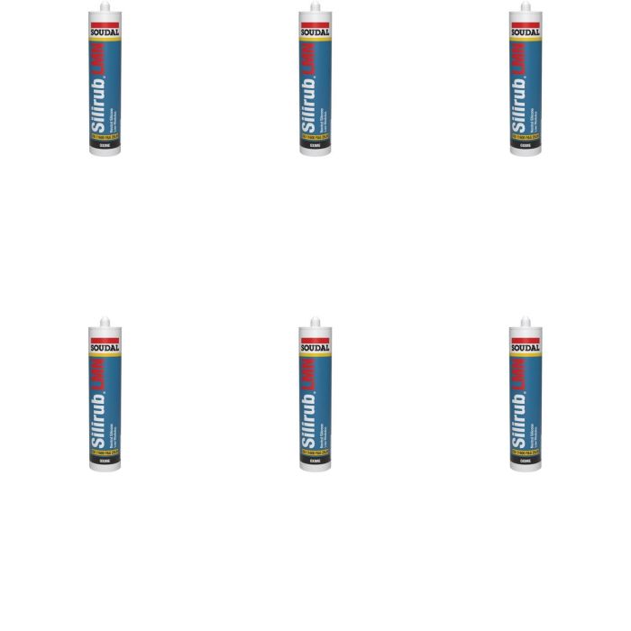 Soudal Silirub LMN Neutral Silicone 300ml White - Pack of 6