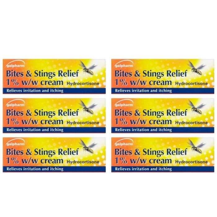 Galpharm Bites & Stings Relief Cream Hydrocortisone 10gm - Pack of 6
