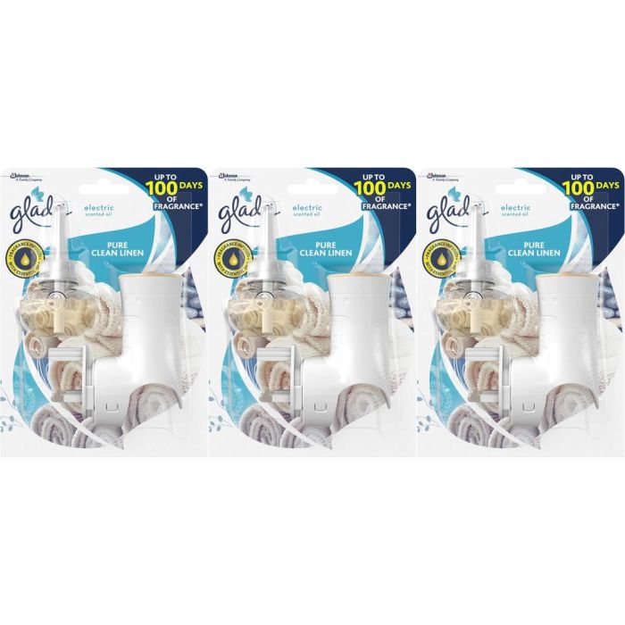 Glade Pure Clean Linen Electric Scented Oil Holder & Refill 20ml - Pack of 3