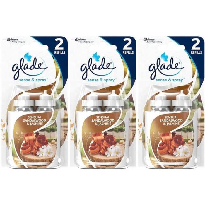 Glade Sense & Spray Twin Pack Sensual Sandalwood & Jasmine Refills, 2 x 18ml - Pack of 3
