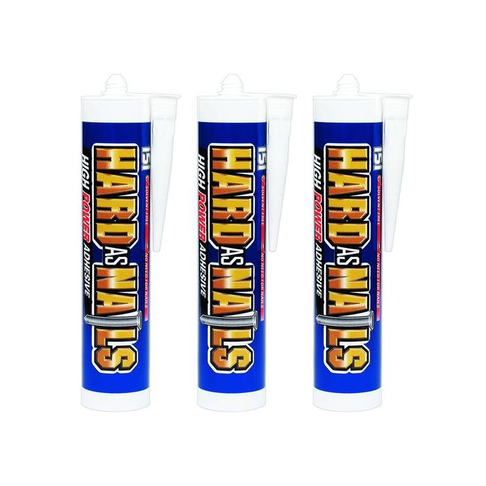 151 Hard As Nails High Power Interior Adhesive Sealant 280ml cartridge on a workbench
