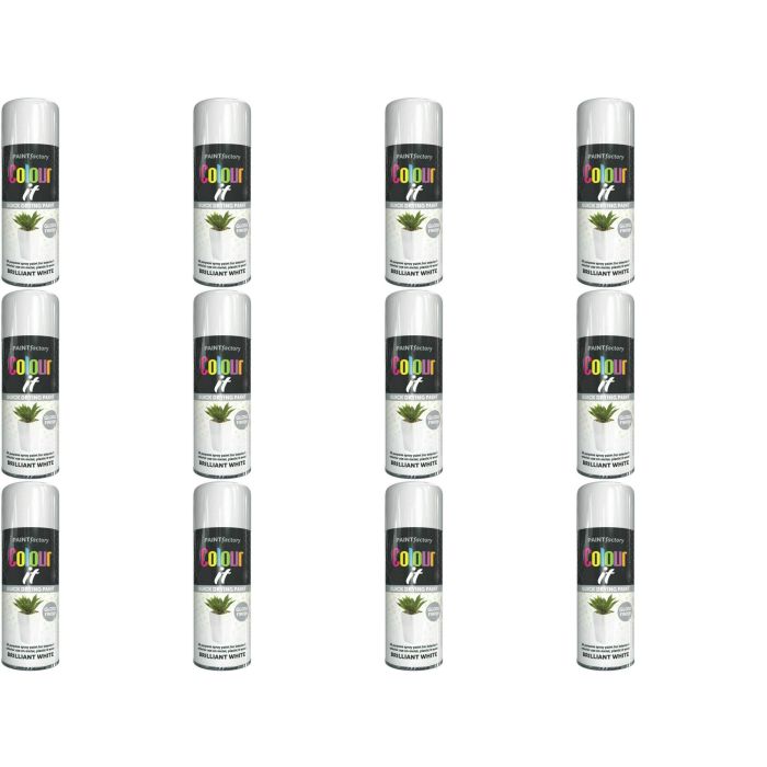 Paint Factory White Gloss Spray Paint Interior & Exterior 250ml - Pack of 12