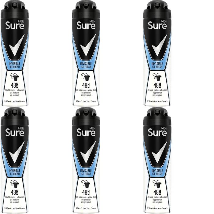 Sure Men Deodorant Invisible Ice 150ml - Pack of 6