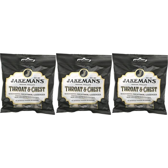 Jakemans Throat and Chest Menthol Sweets Cherry 73g - Pack of 3