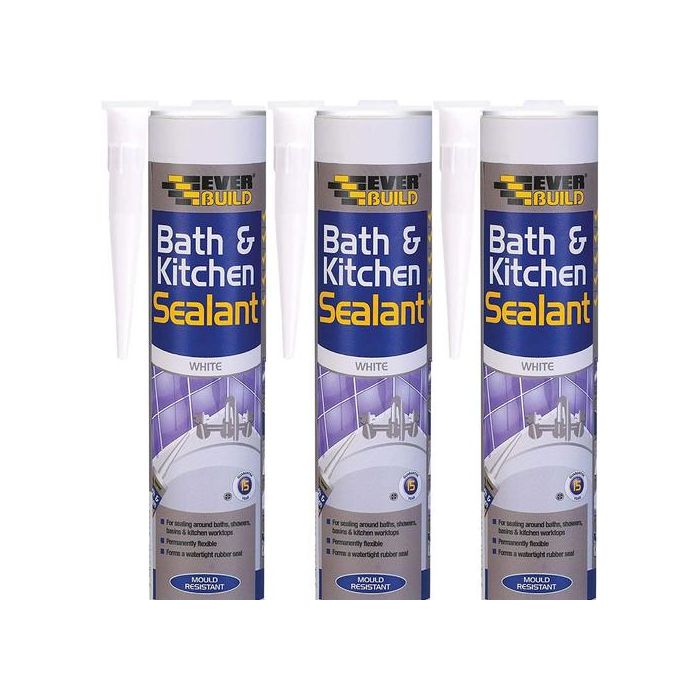 Everbuild Bath & Kitchen Sealant White 290ML - Pack of 3